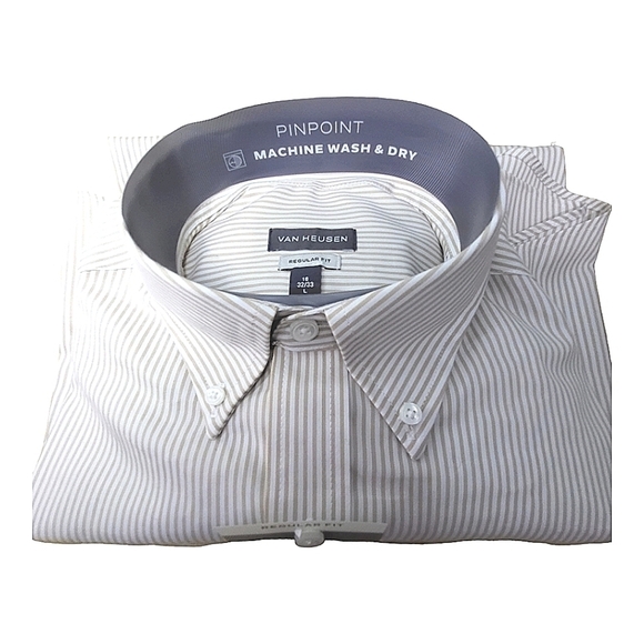 Van Heusen Men's Regular Fit Long Sleeve Striped Dress Shirt Size 16N(L) NWT - Picture 4 of 9